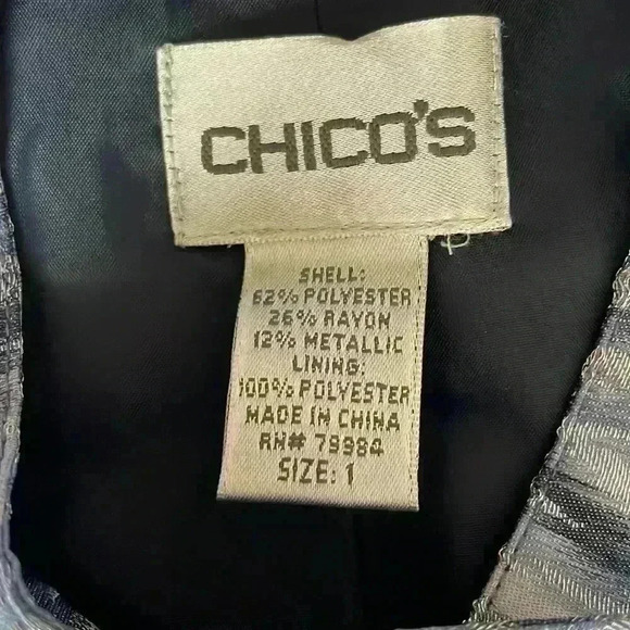 Chico’s Shimmery Print Moto Style Jacket Size 1 EUC - Picture 6 of 10